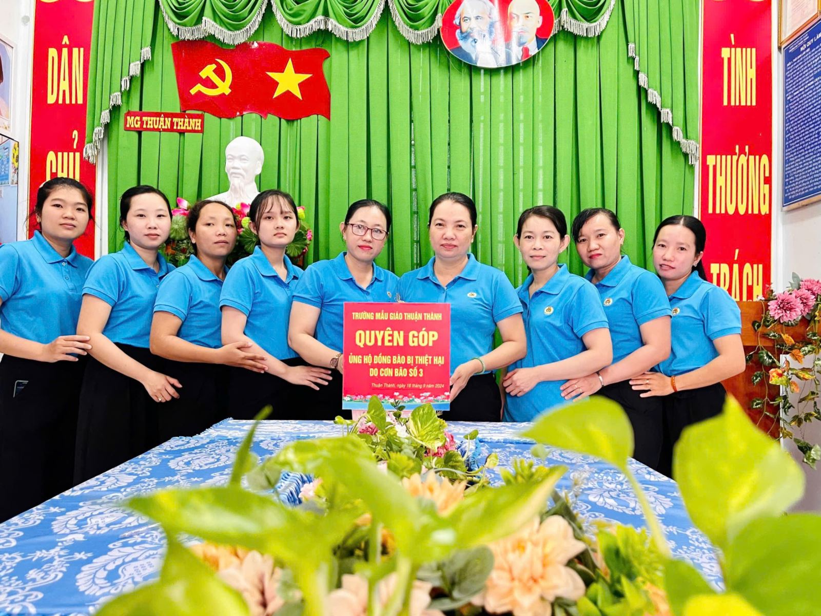 CB, GV, NV TRƯỜNG MG THUẬN THÀNH QUYÊN GÓP ỦNG HỘ ĐỒNG BÀO BỊ THIỆT HẠI DO CƠN BÃO SỐ 3